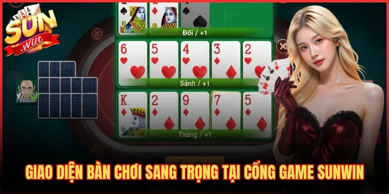 Giao diện bàn chơi sang trọng tại cổng game SUNWIN